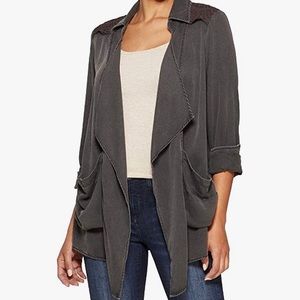 Boho jacket Long sleeve eyelet open drape